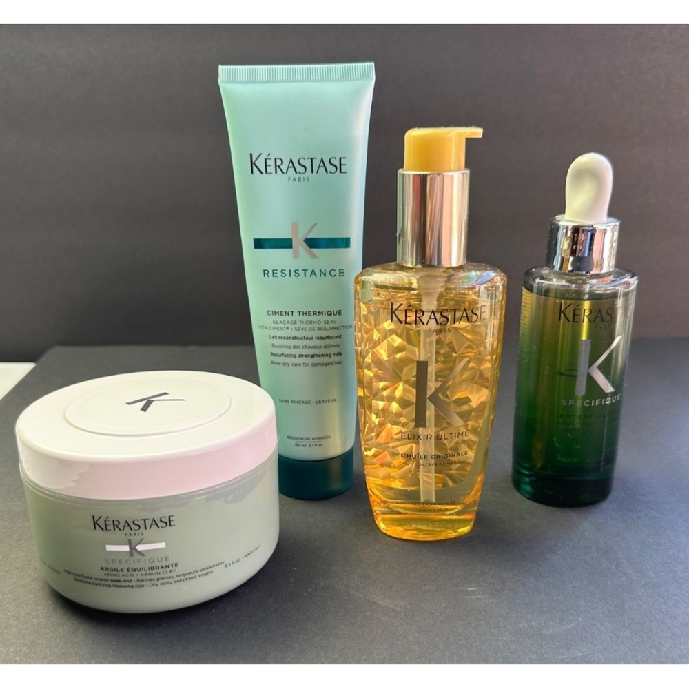Kerastase 4Pc Hair Care Set Potentialiste Argile Elixir Ciment Thermique Luxury
